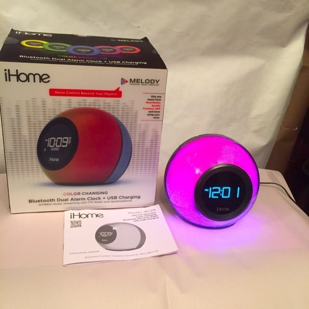 FM LED Color Changing Clock Radio Bluetooth USB - Picture 2 of 11
